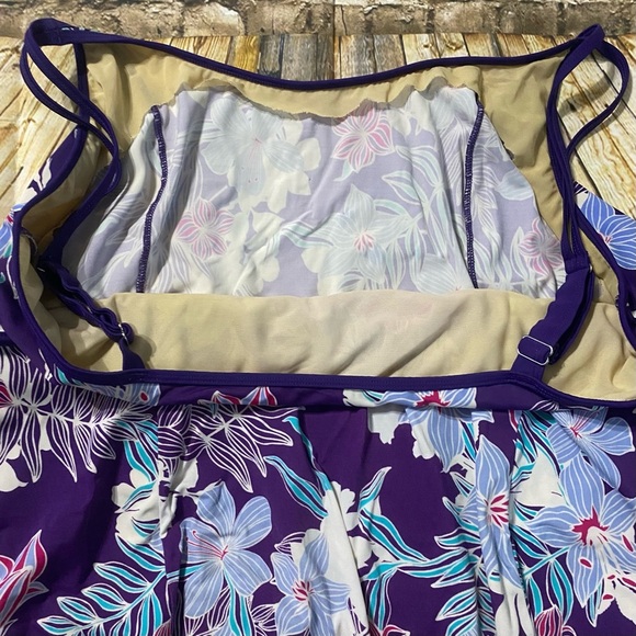 Swimsuits For All Purple Blue Tankini Top Dress - Picture 4 of 7